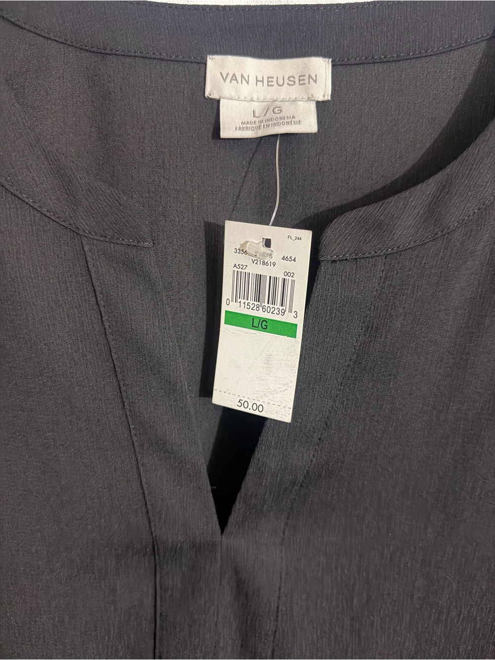 Van Heusen Black Split-Neck Blouse